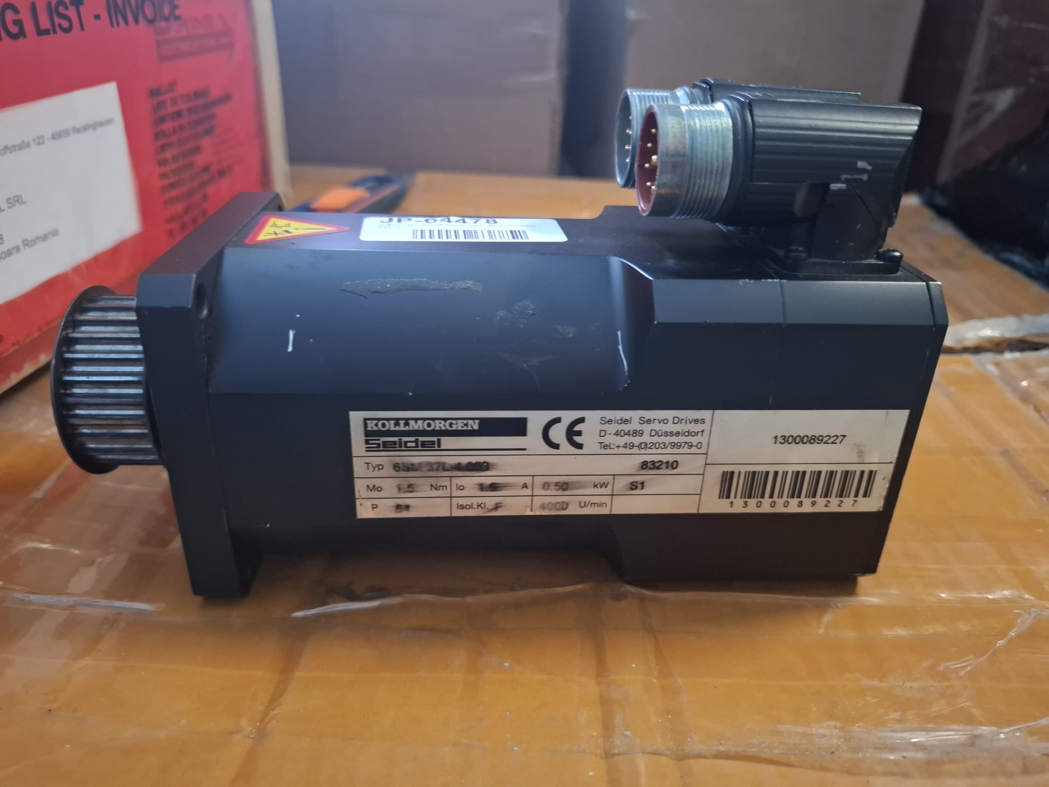 Servomotor CNC Kollmorgen Seidel 6SM37L-4000 0.5kW 4000 RPM 1.5Nm