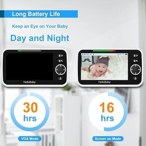 Monitor pentru bebeluși HelloBaby, HB6550 cu cameră și vedere nocturnă