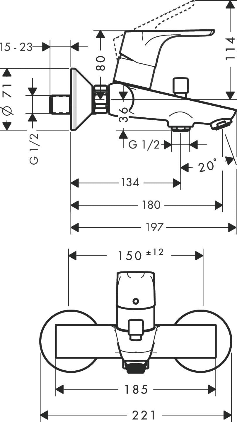 Hansgrohe Focus Baterie monocomandă cadă/duș , cromată, 31940000