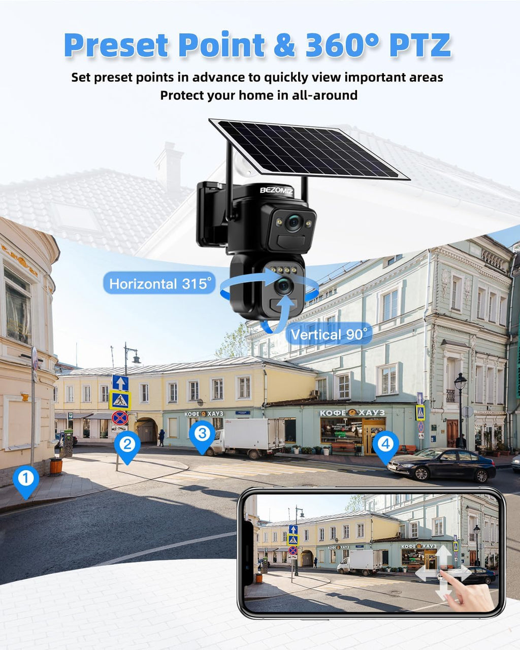 Cameră de supraveghere WiFi Dual Lens 4K