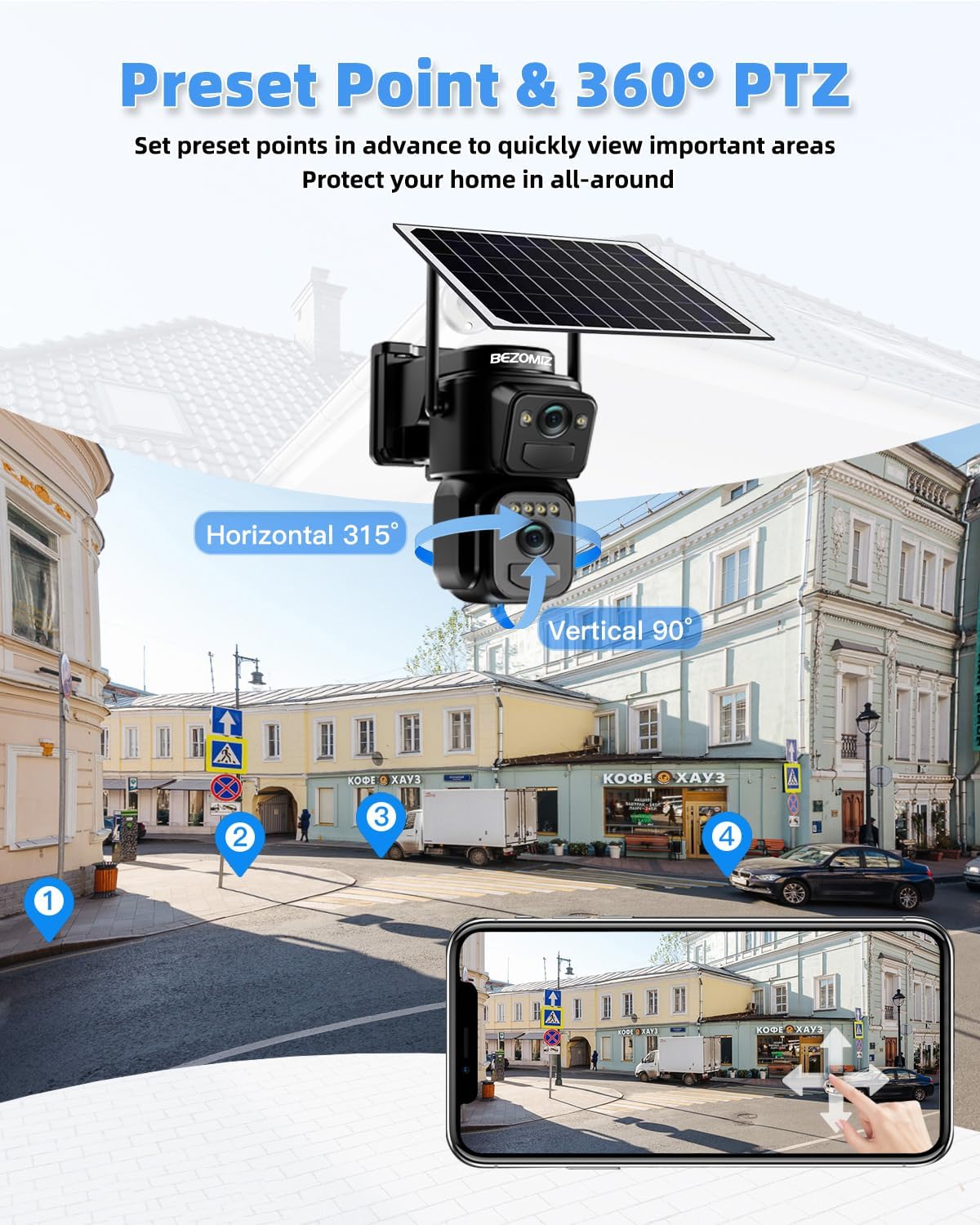 Cameră de supraveghere WiFi Dual Lens 4K