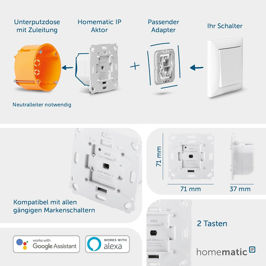 Actuator pentru rulouri Homematic IP Smart Home HmIP-BROLL-2