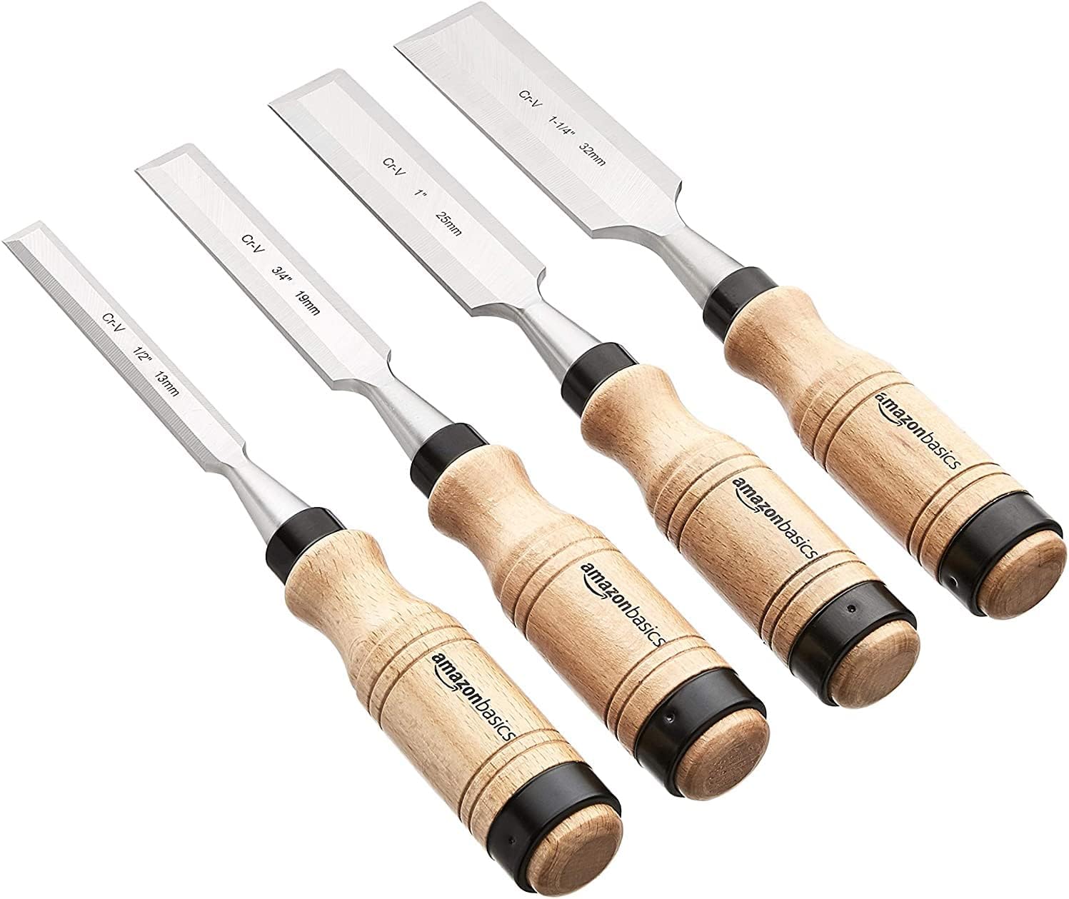 Set 4 dălți robuste pentru prelucrarea lemnului Amazon Basics