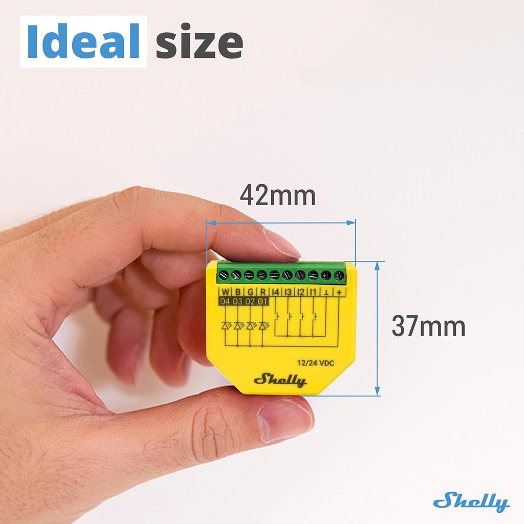 Shelly Plus RGBW PM - Controler Wi-Fi pentru benzi LED, 12-24 VDC