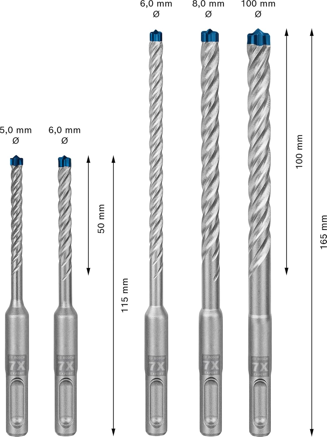Set burghie rotopercutoare Bosch Professional 5x Expert SDS plus-7X