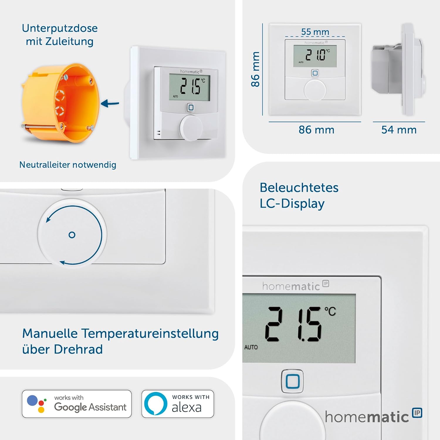 Termostat de perete Homematic IP Brand 150628A0