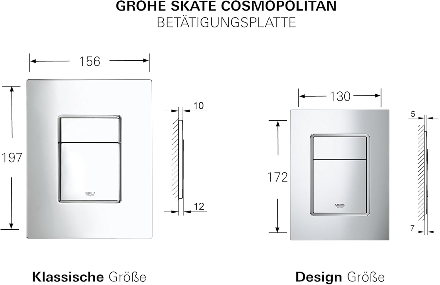 GROHE Skate Cosmopolitan Placă de acționare / Clapetă din oțel inoxidabil, 38732SD0