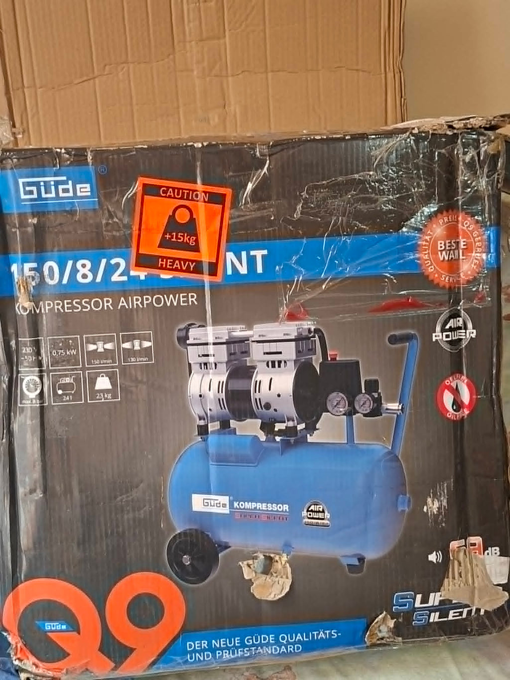 Compresor ultra-silențios Güde Airpower 150/8/24 HEAVY NT, 24L, 8 bari