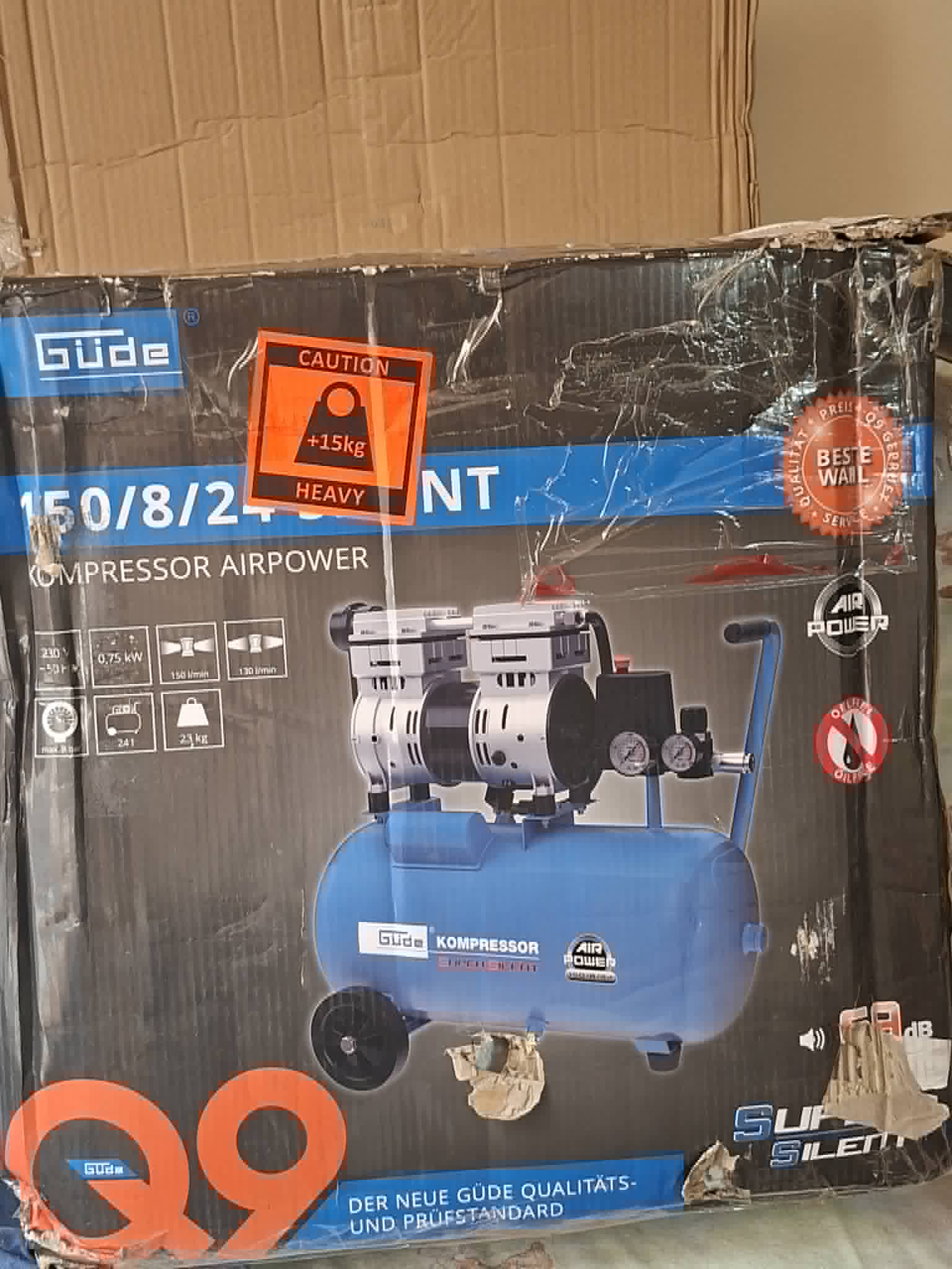 Compresor ultra-silențios Güde Airpower 150/8/24 HEAVY NT, 24L, 8 bari