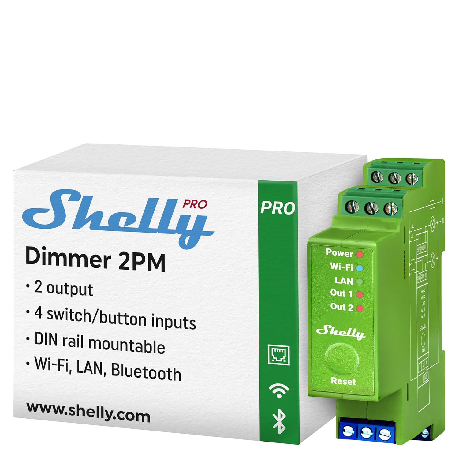 Shelly Pro Dimmer 2PM - Variator de intensitate inteligent
