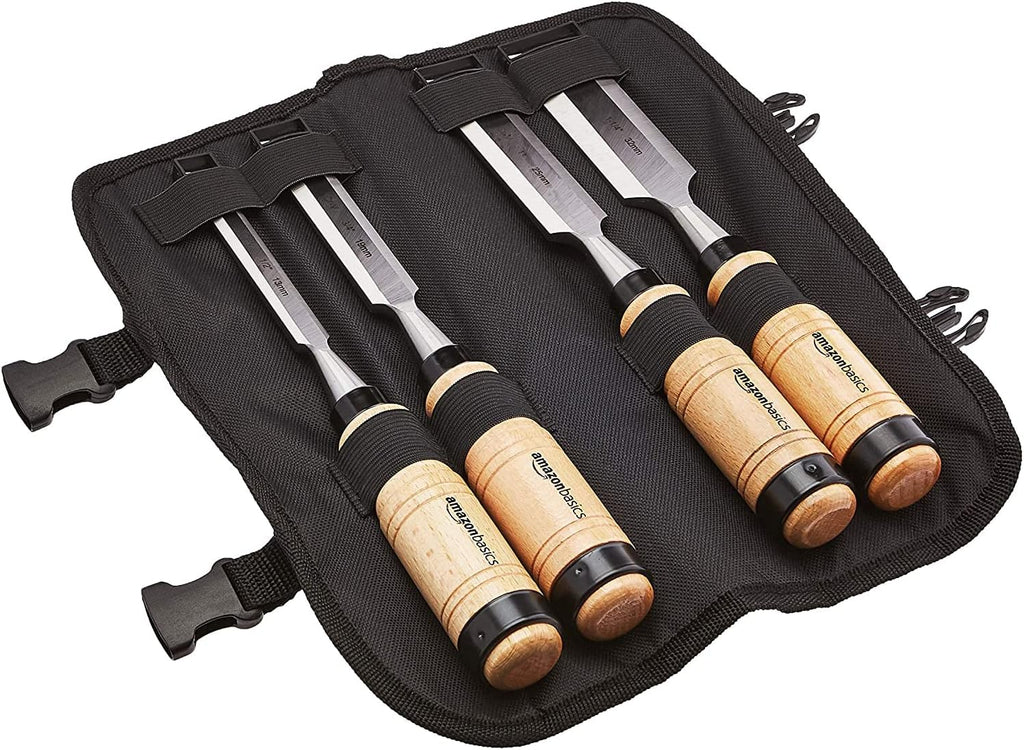 Set 4 dălți robuste pentru prelucrarea lemnului Amazon Basics