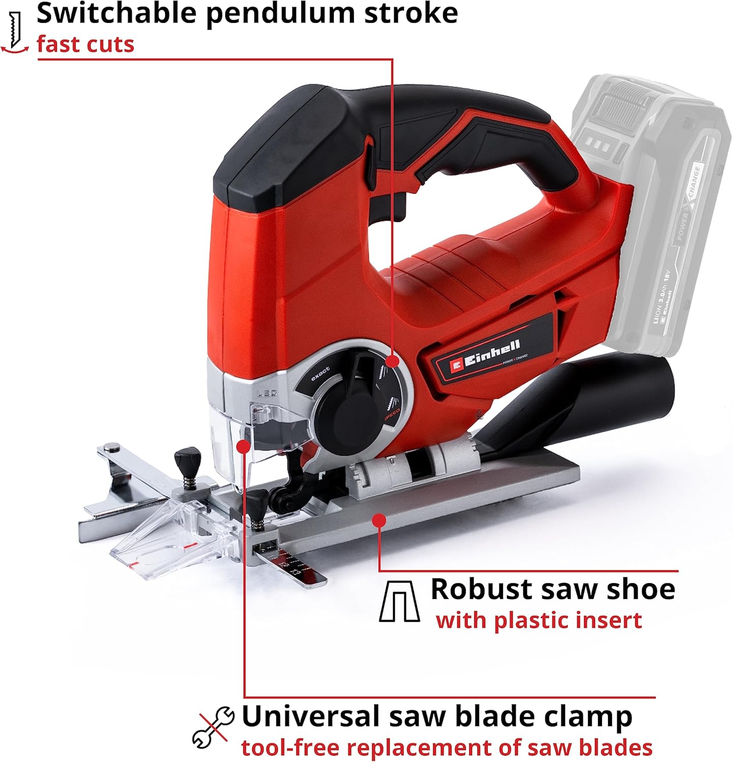 Einhell Akku-Ferăstrău pendular electric TE-JS 18/80 Li-Solo Power X-Change