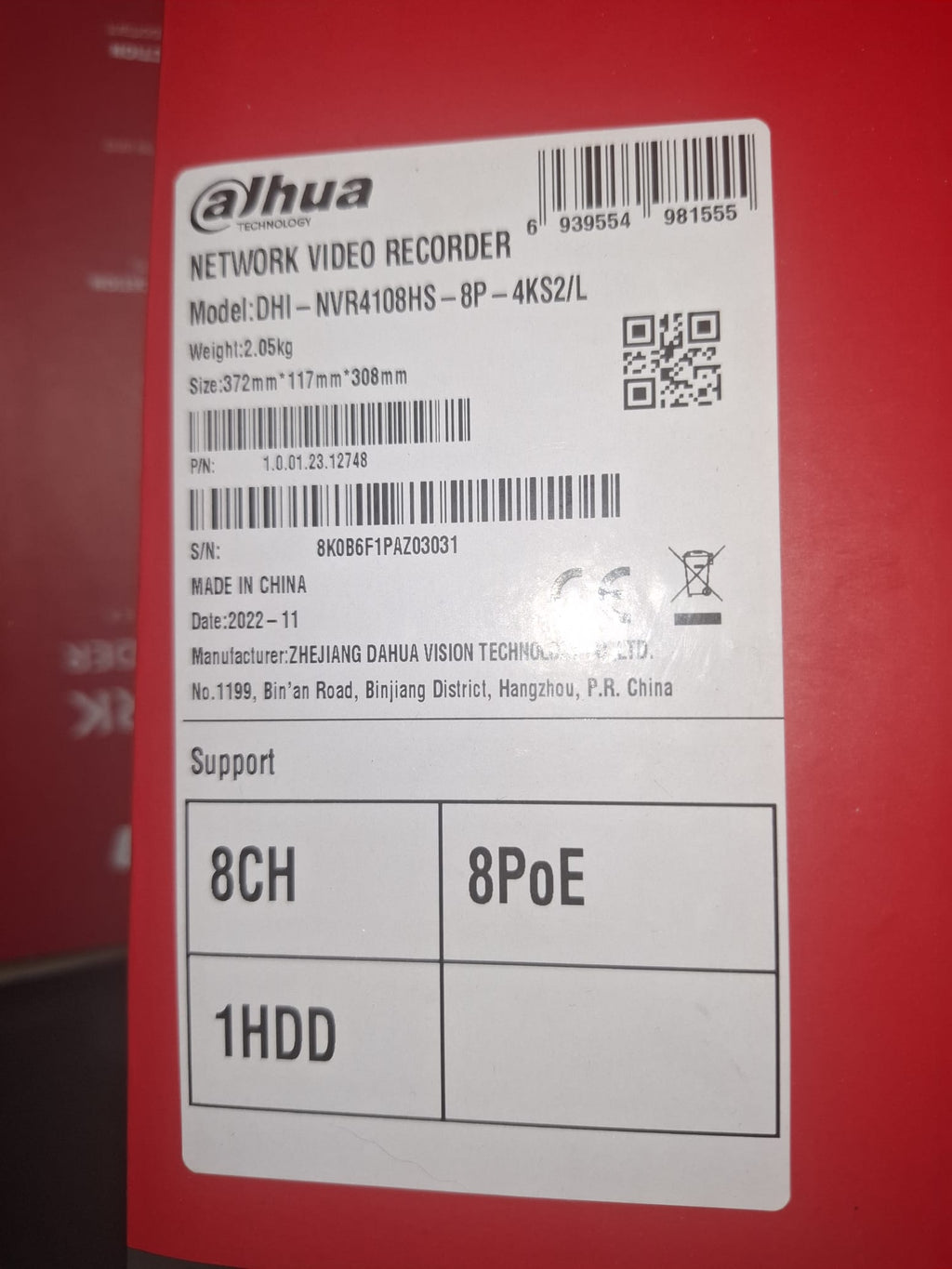NVR Dahua 8 Canale 4K cu 8 Porturi PoE DHI-NVR4108HS-8P-4KS2/L