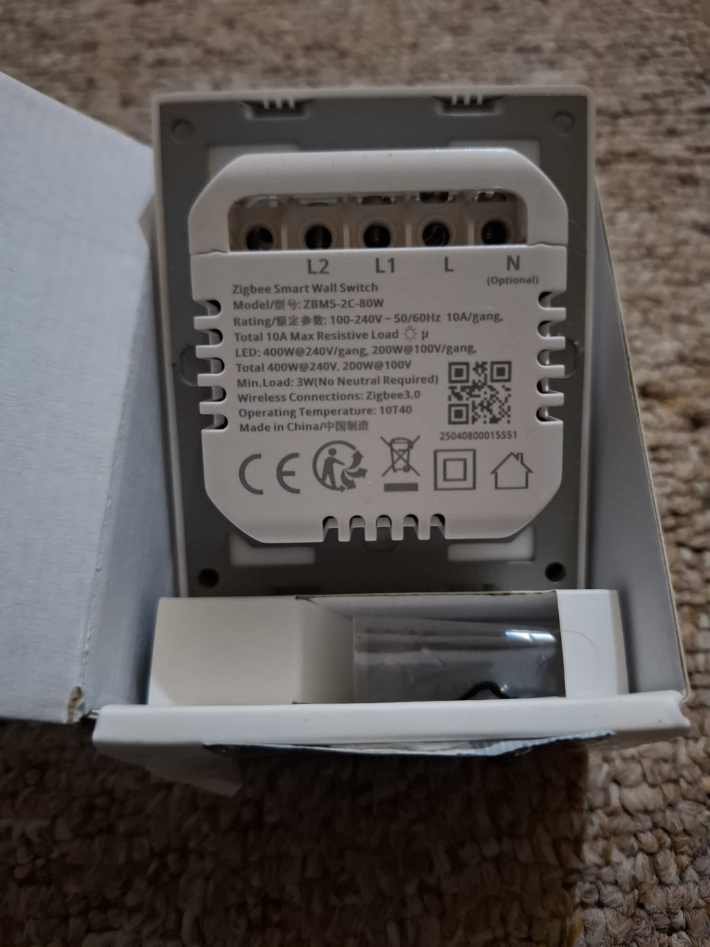 Intrerupator Smart Zigbee Dublu Fara Nul ZBM5-2C-80W Tuya Alexa