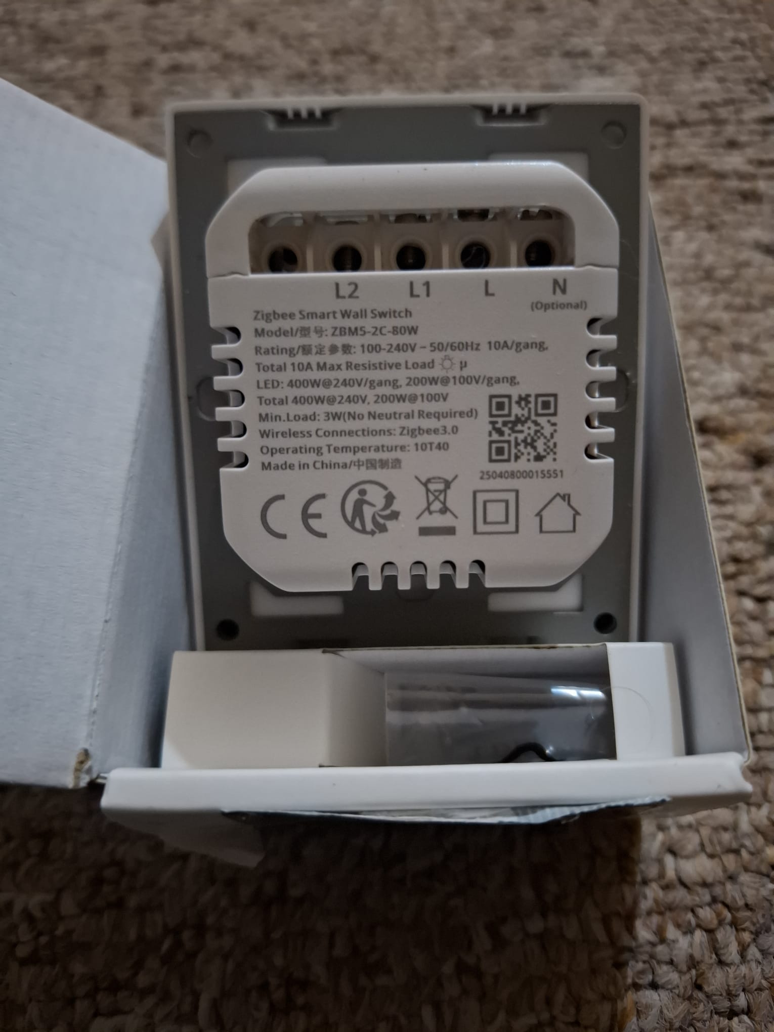 Intrerupator Smart Zigbee Dublu Fara Nul ZBM5-2C-80W Tuya Alexa