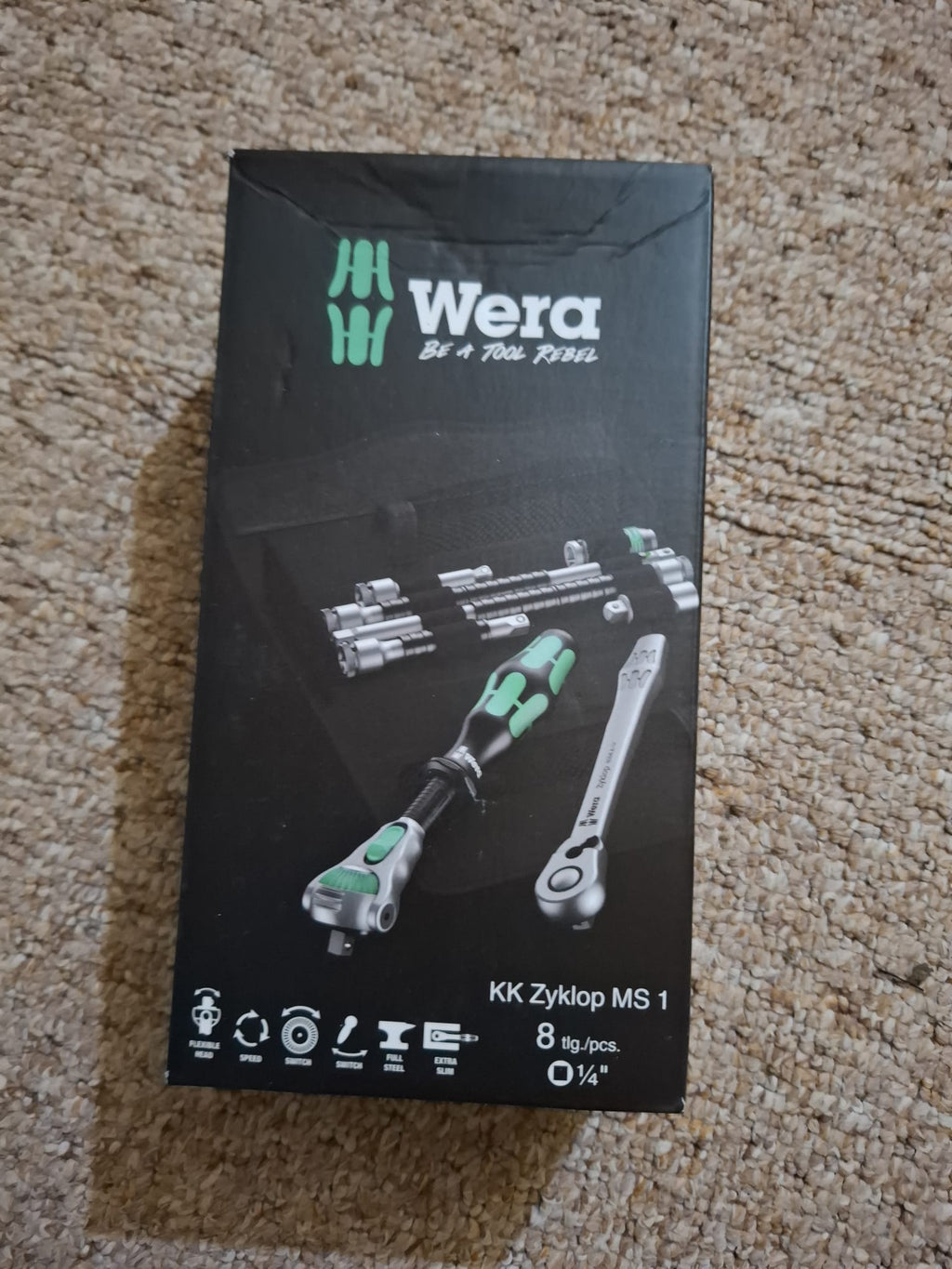 Set 8 chei Wera Kraftform Kompakt Zyklop MS1 Metal/Speed 1/4in