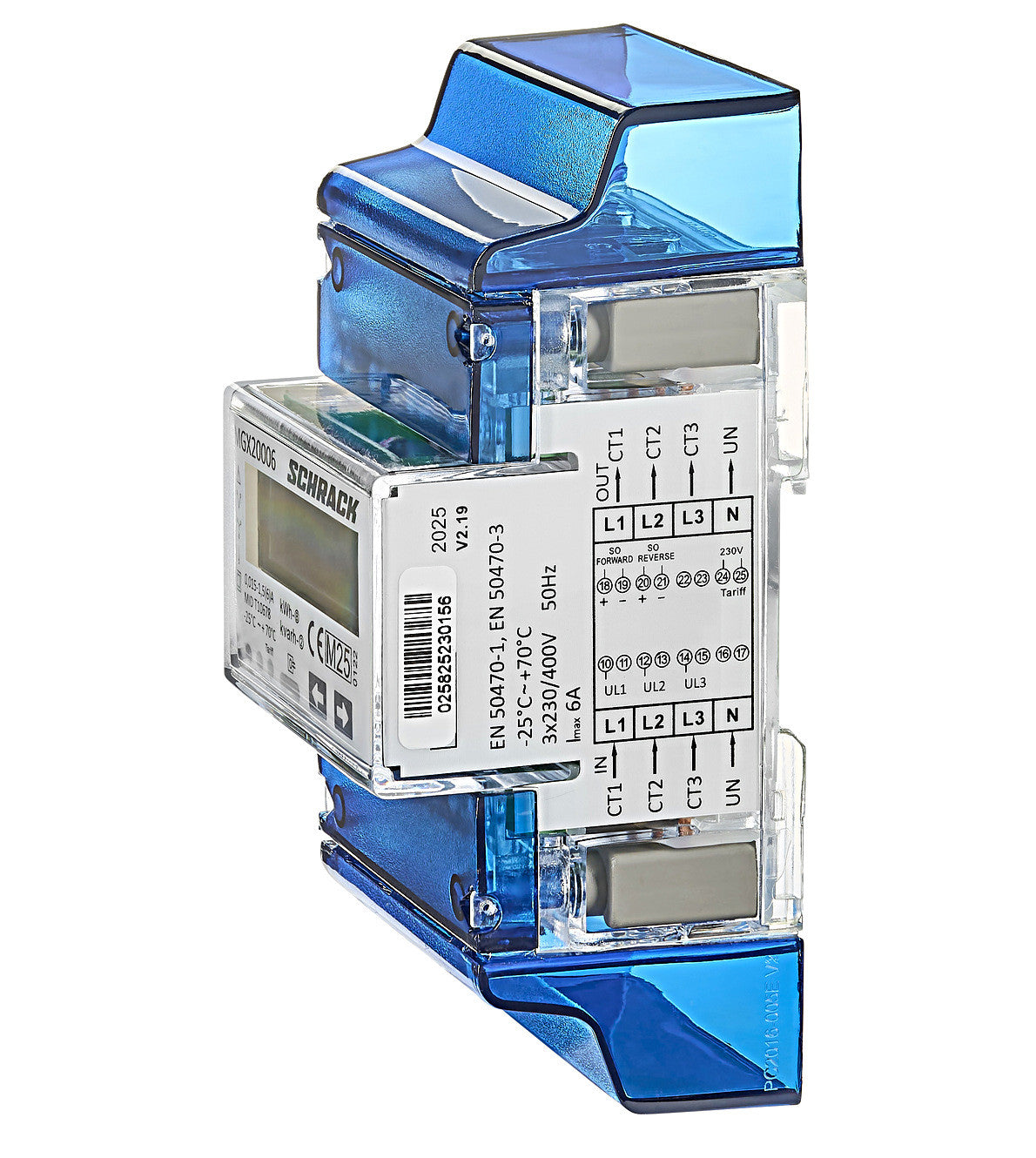 Contor digital de kWh trifazat, X/5A (6A), MID, 1 tarif MGX20006