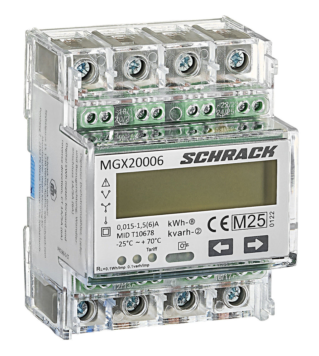 Contor digital de kWh trifazat, X/5A (6A), MID, 1 tarif MGX20006