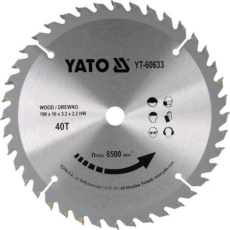 Disc circular pentru lemn 190 x 16 x 2.2 mm YT-60633