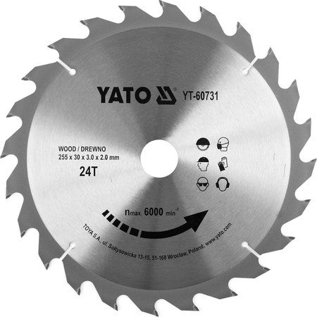 Disc circular pentru lemn 255 x 24T x 30 mm YT-60731