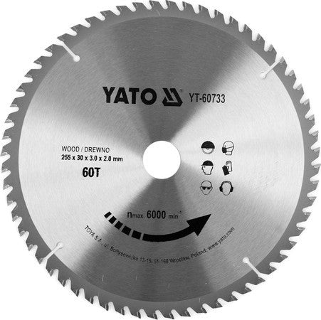 Disc circular pentru lemn 255 x 60T x 30 mm YT-60733