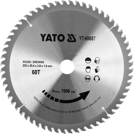 Disc circular pentru lemn 235 x 60T x 25,4 mm YT-60687