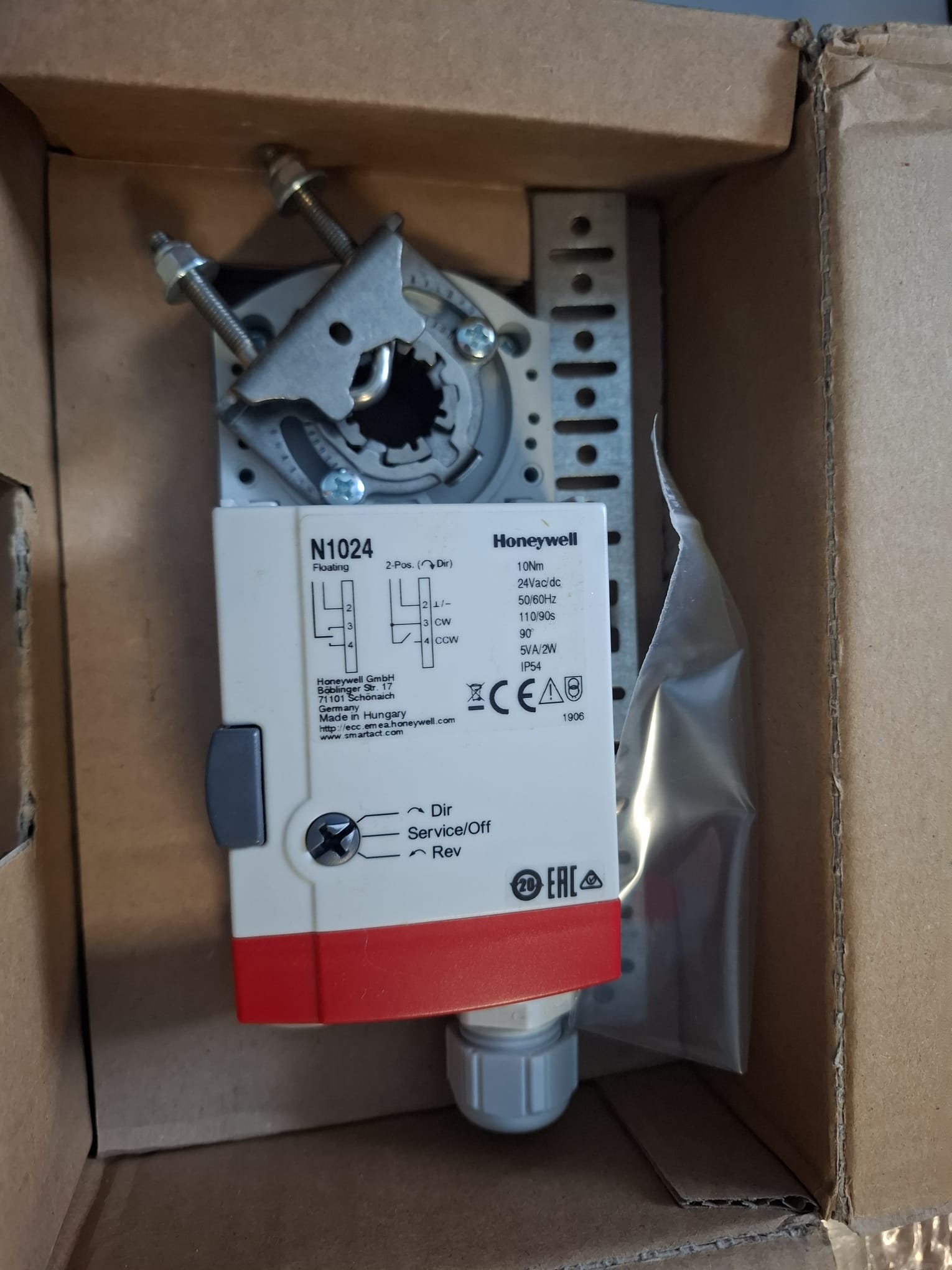 Servomotor Clapeta Ventilatie Honeywell N1024 10Nm 24V AC/DC