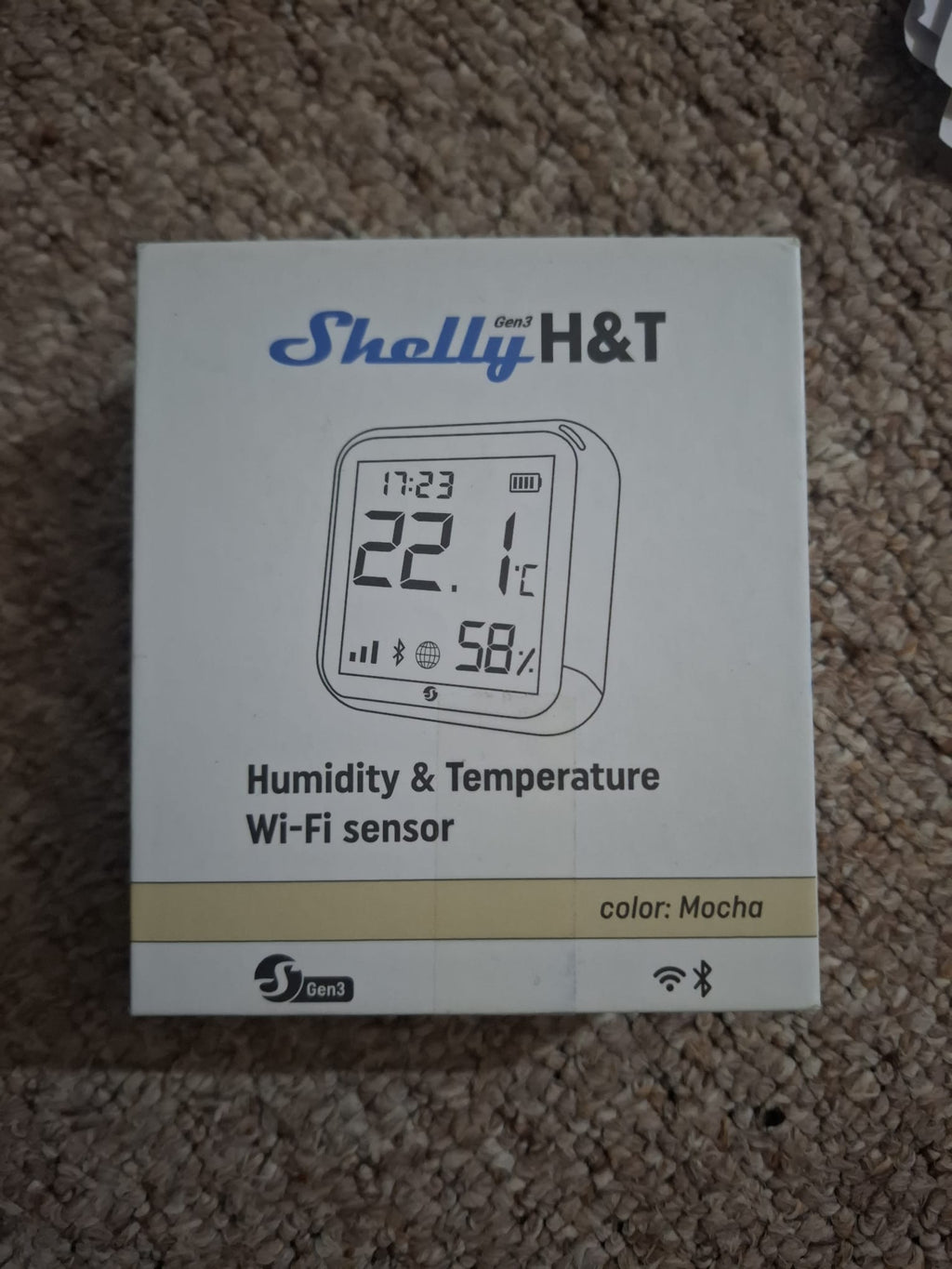 Shelly H&T Gen3 Mocha - Senzor inteligent de temperatură și umiditate