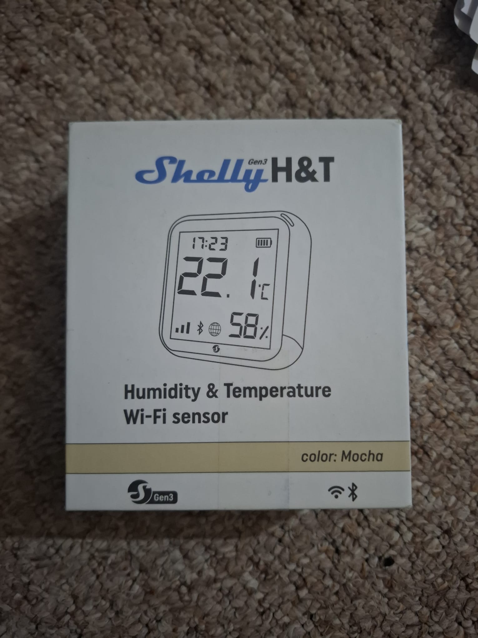 Shelly H&T Gen3 Mocha - Senzor inteligent de temperatură și umiditate