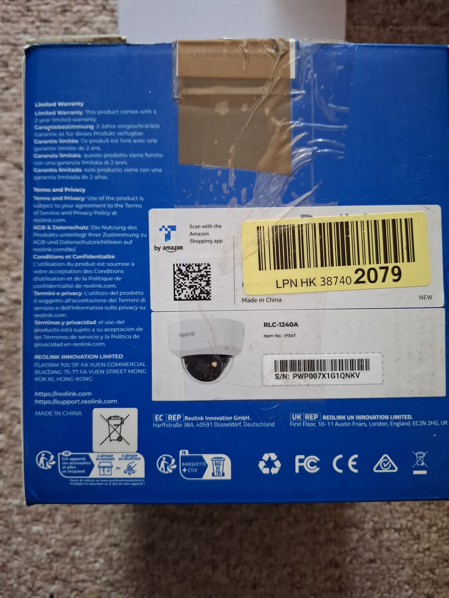 Camera Supraveghere Exterior Reolink RLC-1240A 12MP PoE Dome (Model P347)
