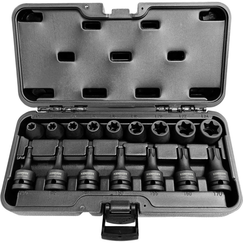 Set 16 capete tubulare de impact E-TX pentru suport 1/2" KEN-583-9190K