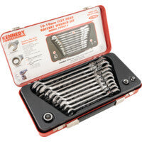 Set 13 chei combinate cu clichet cu cap flexibil cu adaptoare 10-19mm KEN-582-2250K