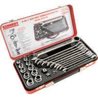 Set chei combinate cu clichet cu prize 10-19mm, 23 piese KEN-582-3980K