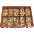 Set 310 piese, suruburi cu cap cilindric plat, piulite si saibe canelate din alama QFT-615-5460K