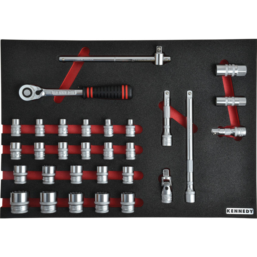 Set de capete de chei tubulare profesionale cu 30 de piese KEN-595-0220K