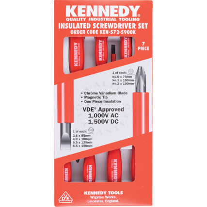 Set 7 surubelnite VDE cu maner cu sectiune patrata VDE 1000V KEN-572-5900K
