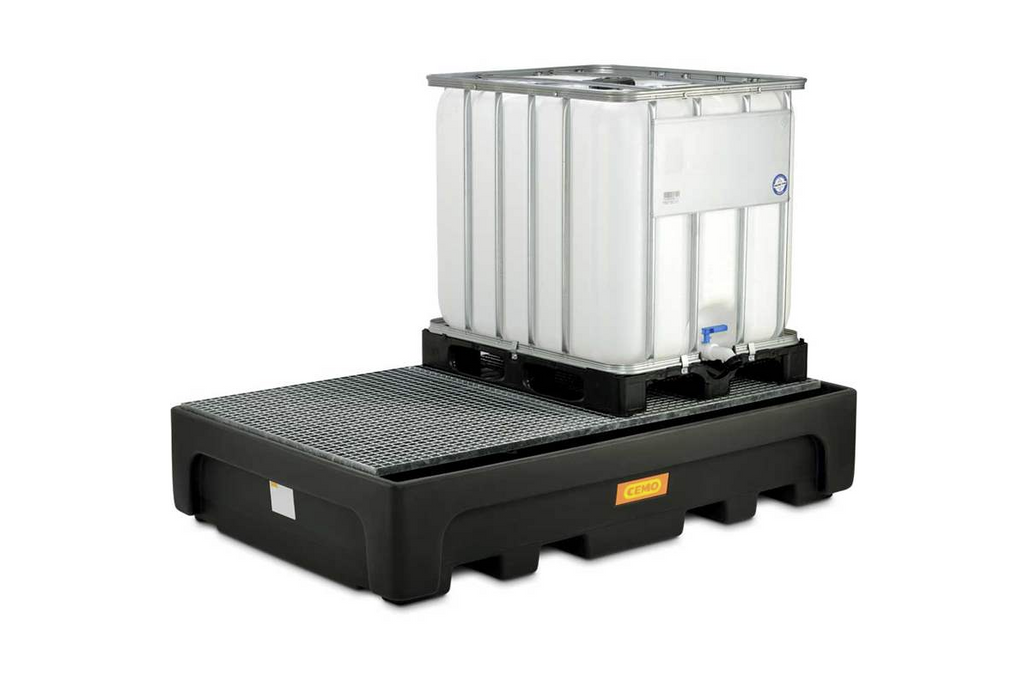 Vană de captare retenție din polietilenă pentru 2 IBC - Cemo, cu grătar galvanizat, 1100 l