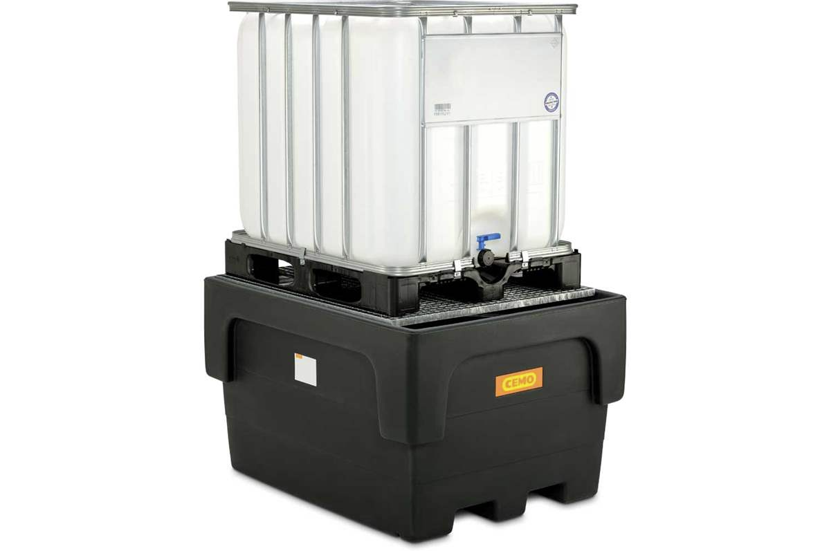 Vană de captare retenție din polietilenă pentru IBC - Cemo, cu grătar galvanizat, 1100 l